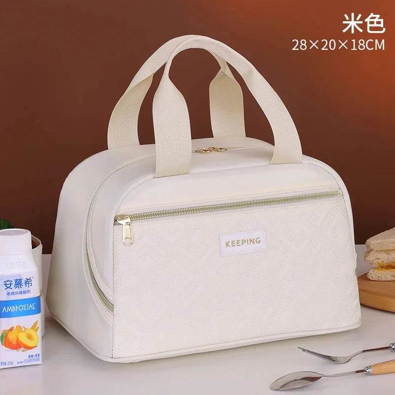 Portable Lunch Bag for OL Women Thermal Insulated Lunch Box Tote Cooler Handbag Waterproof Bento Pouch Office Food Shoulder Bags