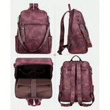 Women's Genuine Leather Laptop Backpack — 15.6" Retro Style