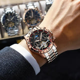 POEDAGAR Luxury Men Watch Luminous Waterproof Hollow Tourbillon Male Clock Week Date Business Automatic Mechanical Men's Watches