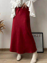 Women's Satin Maxi Skirt – Elegant Ankle-Length