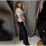 2026 Spring Summer Short Puff Sleeve Frog Button Shirt For Women Stand Collar  Single Breasted Blouse Lady Chic Street Party Top
