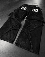 Y2K Patchwork Stripe Fur-Trim Jeans