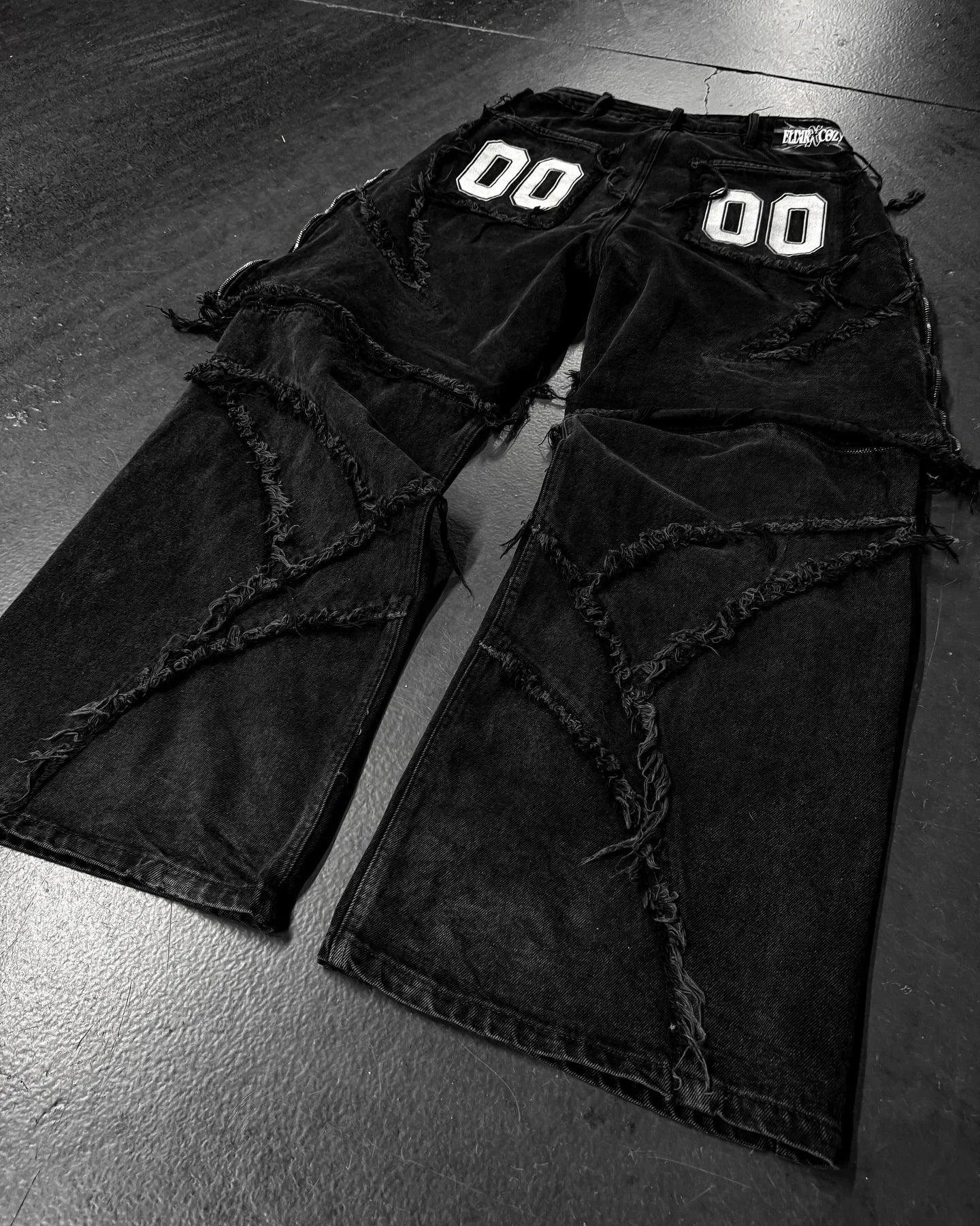 Y2K Patchwork Stripe Fur-Trim Jeans