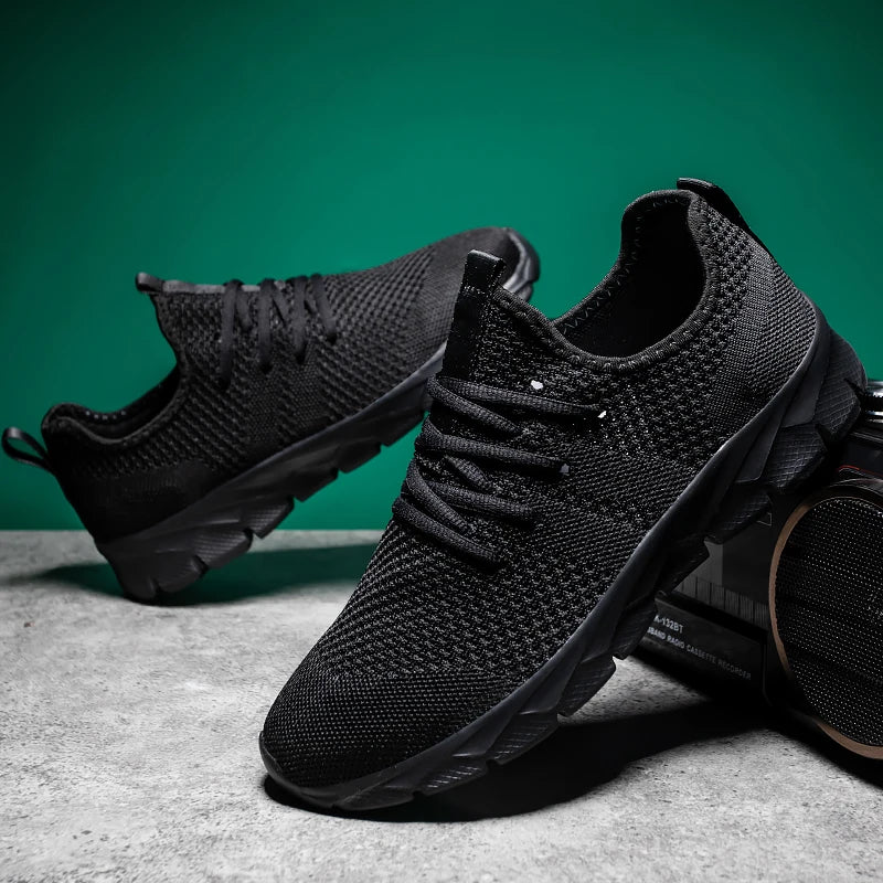 Men's Breathable Knit Lace-Up Sneakers