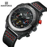 NAVIFORCE Sports Multifunction Waterproof Watches for Men Fashion Leather Luxury Brand Quartz Analog Luminous Square Wrist Watch
