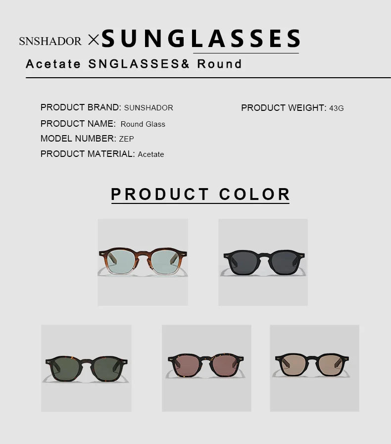 Tortoiseshell Round Acetate Sunglasses – UV400 Polarized