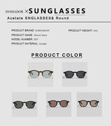 Tortoiseshell Round Acetate Sunglasses – UV400 Polarized