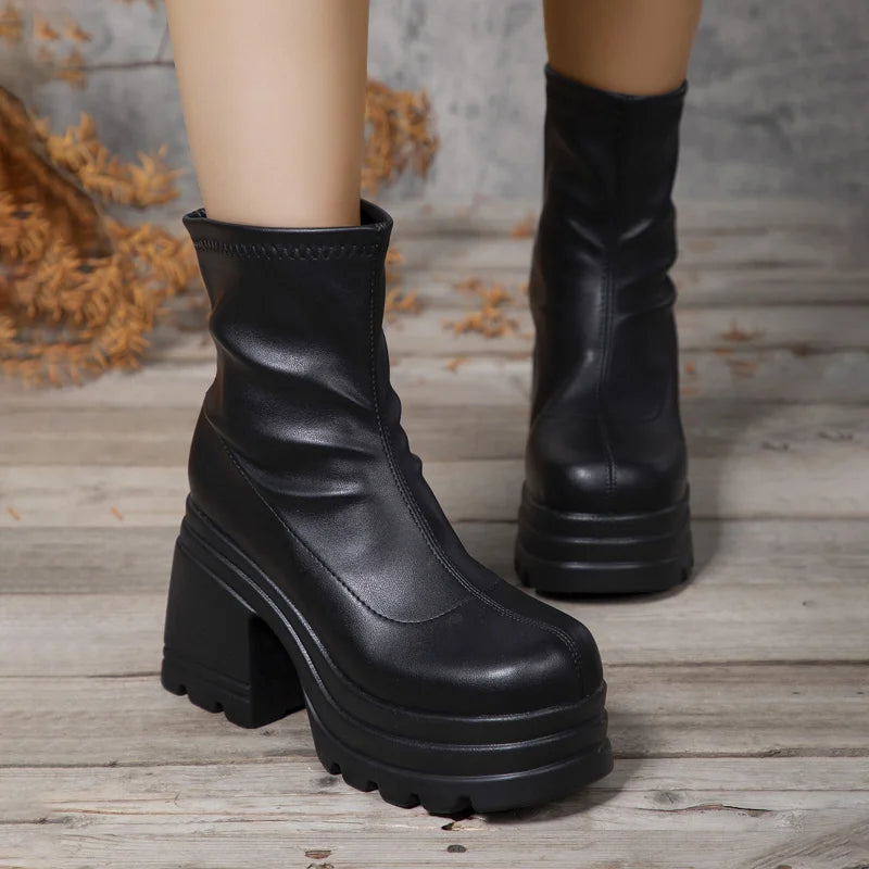 Square Toe Leather Fashion Boots