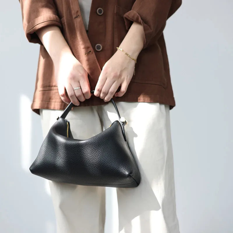 2024 Women Genuine Leather Luxury Handbags Small Size Versatile Cowhide Crossbody Bag Fashion Soft Messenger Purses