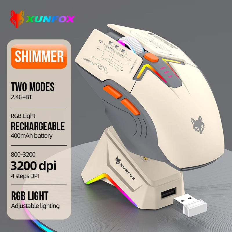 XUNFOX H2 Bluetooth Wireless Mouse Laptop Desktop Home Office Magnetic Fast Charging Luminous Mouse