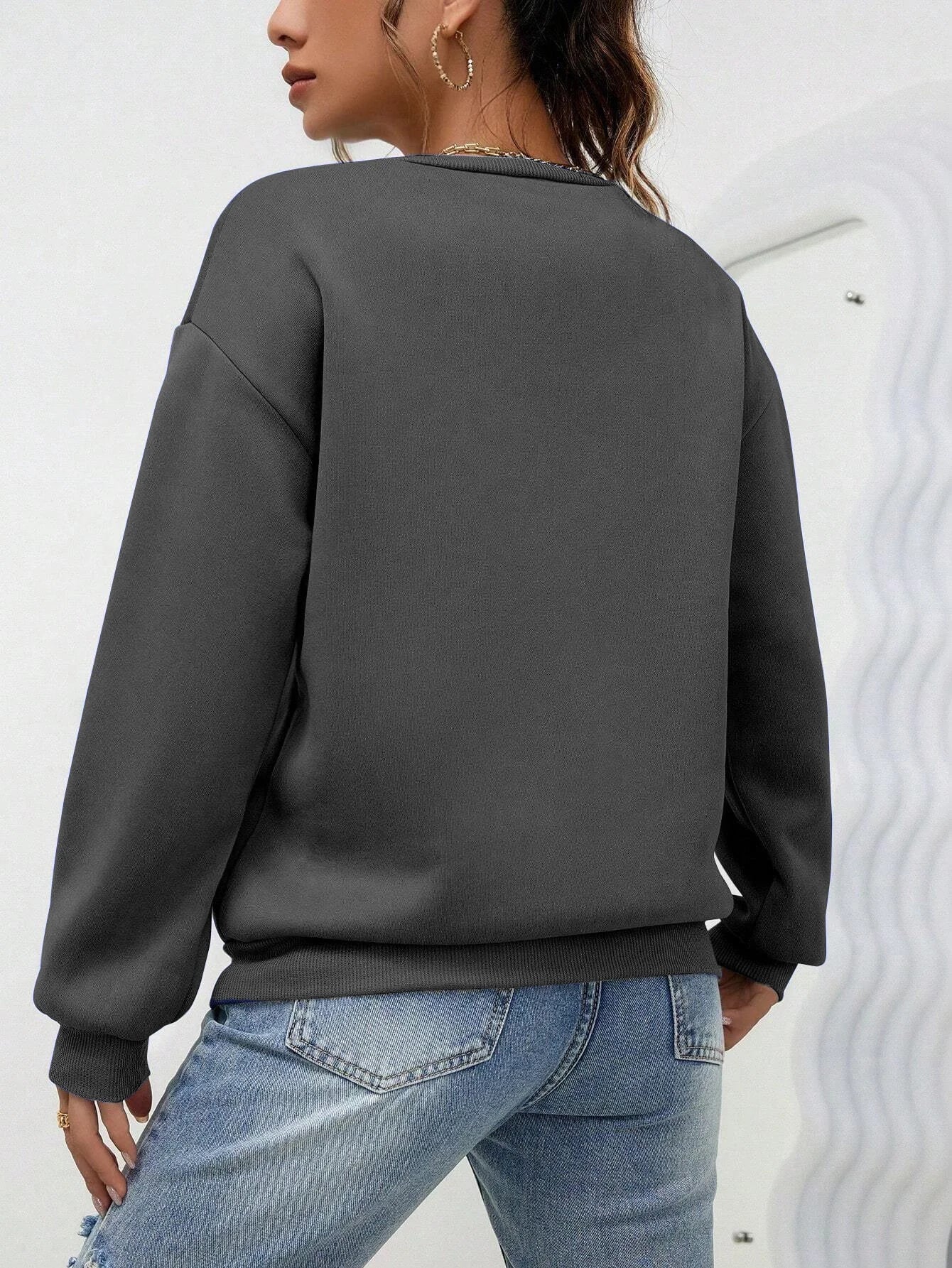Heart Pattern Fleece Crewneck