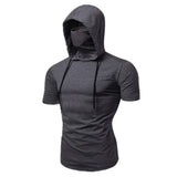 Men’s Short Sleeve Performance Hoodie with Integrated Mask