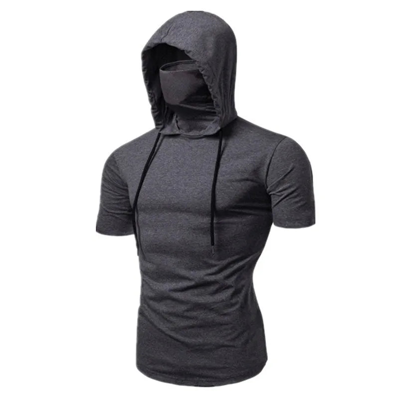 Men’s Short Sleeve Performance Hoodie with Integrated Mask