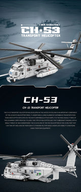 CH-53E Transport Helicopter Building Blocks Army Plane Military Fighter Model Assembly Bricks Desktop Ornaments Toy Holiday Gift