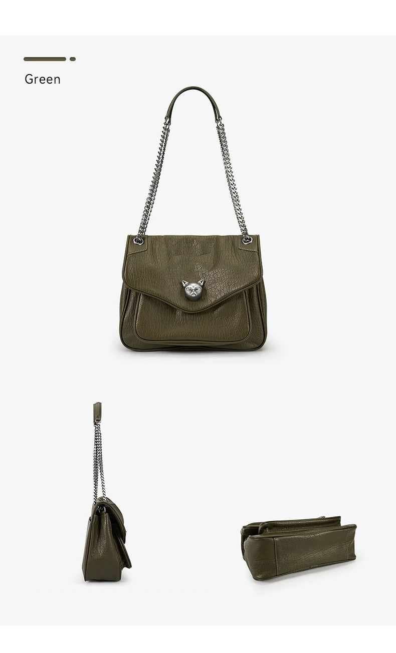 BAFELLI Genuine Leather Chain Bag – Chic Crossbody Tote