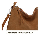 Russian Women's Genuine Suede Cowhide Leather Shoulder Bag Retro Frosted Cow Large Capacity Versatile Commuting Luxury Designer