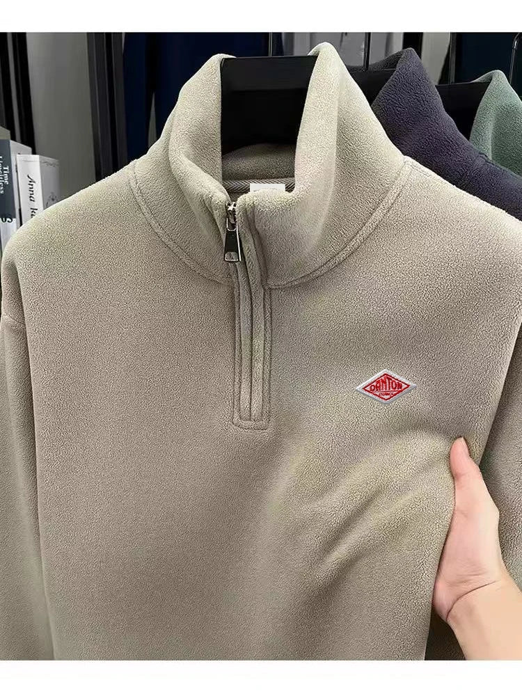 Men's Geometric High-Neck Zip Knit Top