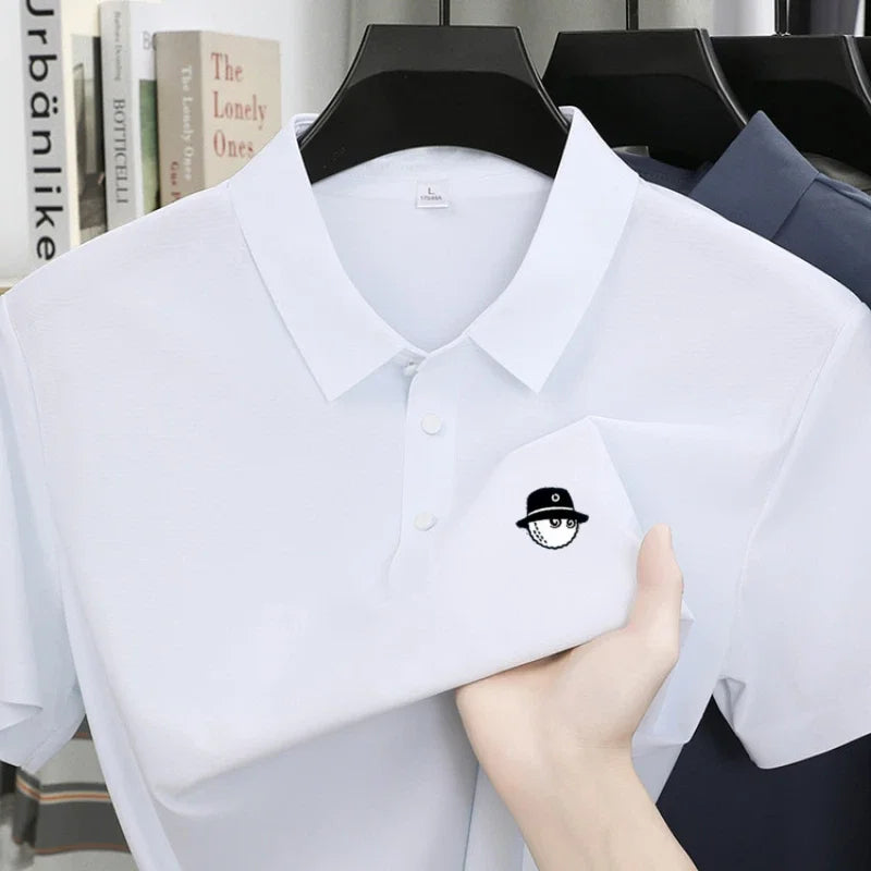 Men's Ice Silk Golf Polo Shirt – 10 Colors, M to 5XL