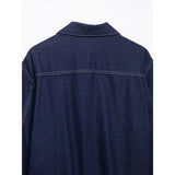 Chic Blue Denim Jacket – USA-Made Casual Lapel Outerwear with Pockets