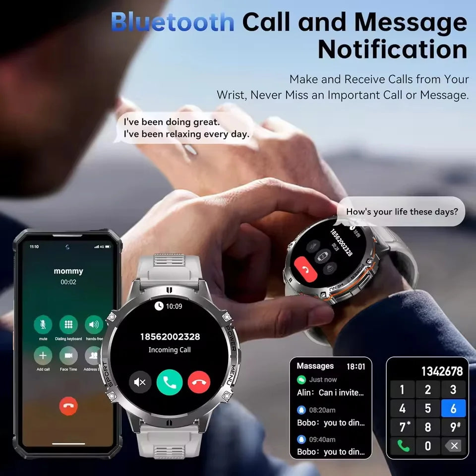 2025 New 1000mAh Battery Sports SmartWatch 1.73" AMOLED Screen 10ATM Waterproof Compass Altimeter Military T-Rex3 Smartwatch Men