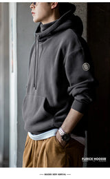 Maden Men's Polar Fleece Hoodie with Built-In Face Mask