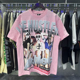 Oversized Rhinestone Cotton Crew Neck T-Shirt