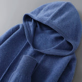 DjzDsm Autumn Winter Men's Sweater 100% Merino Wool Thick Hooded Pullover Soft Knitwear Casual Comfort Wool Clothing Tops