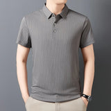 Men's Striped Polo Shirt – Breathable Summer Style