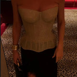 Women's Lace Patchwork Sequin Sling Top – Backless 2025 Clubwear Vest