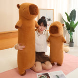 120cm Cartoon Strip Giant Capybara Plush Doll Pillow High Quality Soft Capybara Plush Toy Warm Hug For Girlfriend Birthday Gift