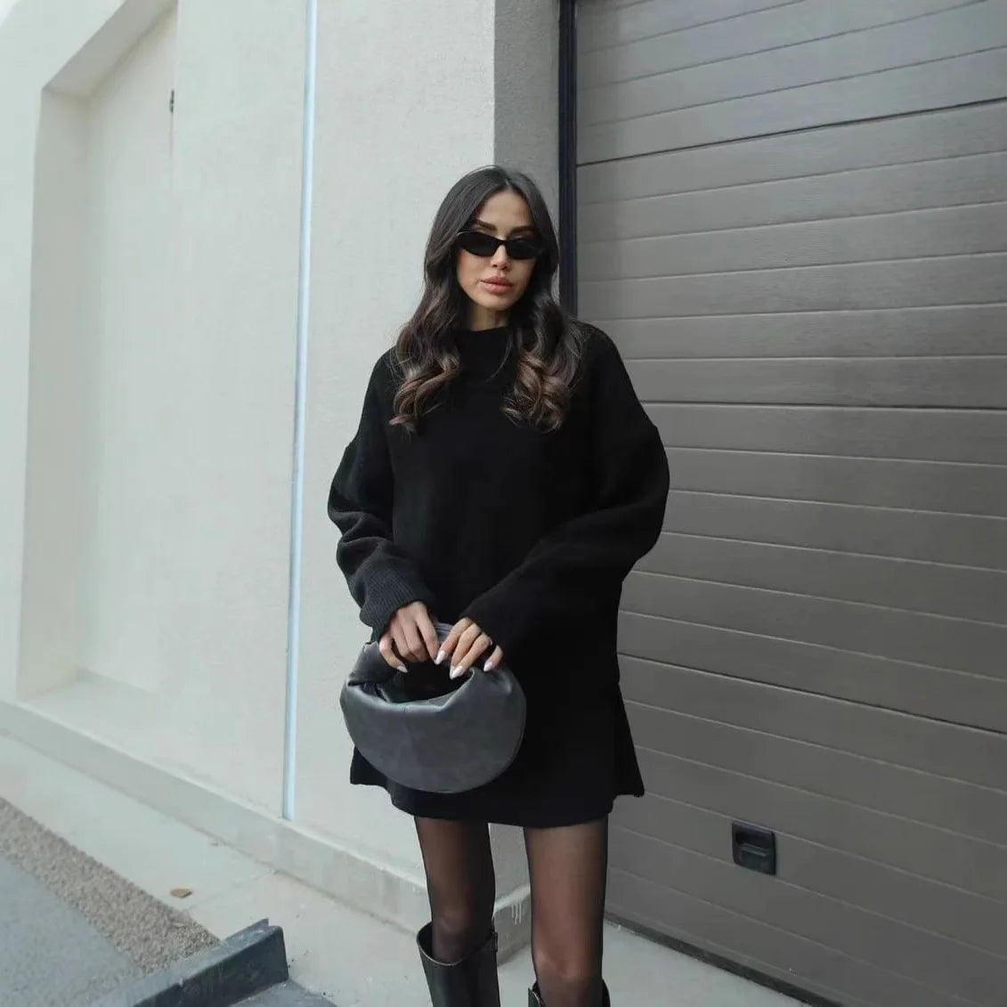 Chic USA-Made Knitted 2-Piece Sweater & Mini Skirt Set
