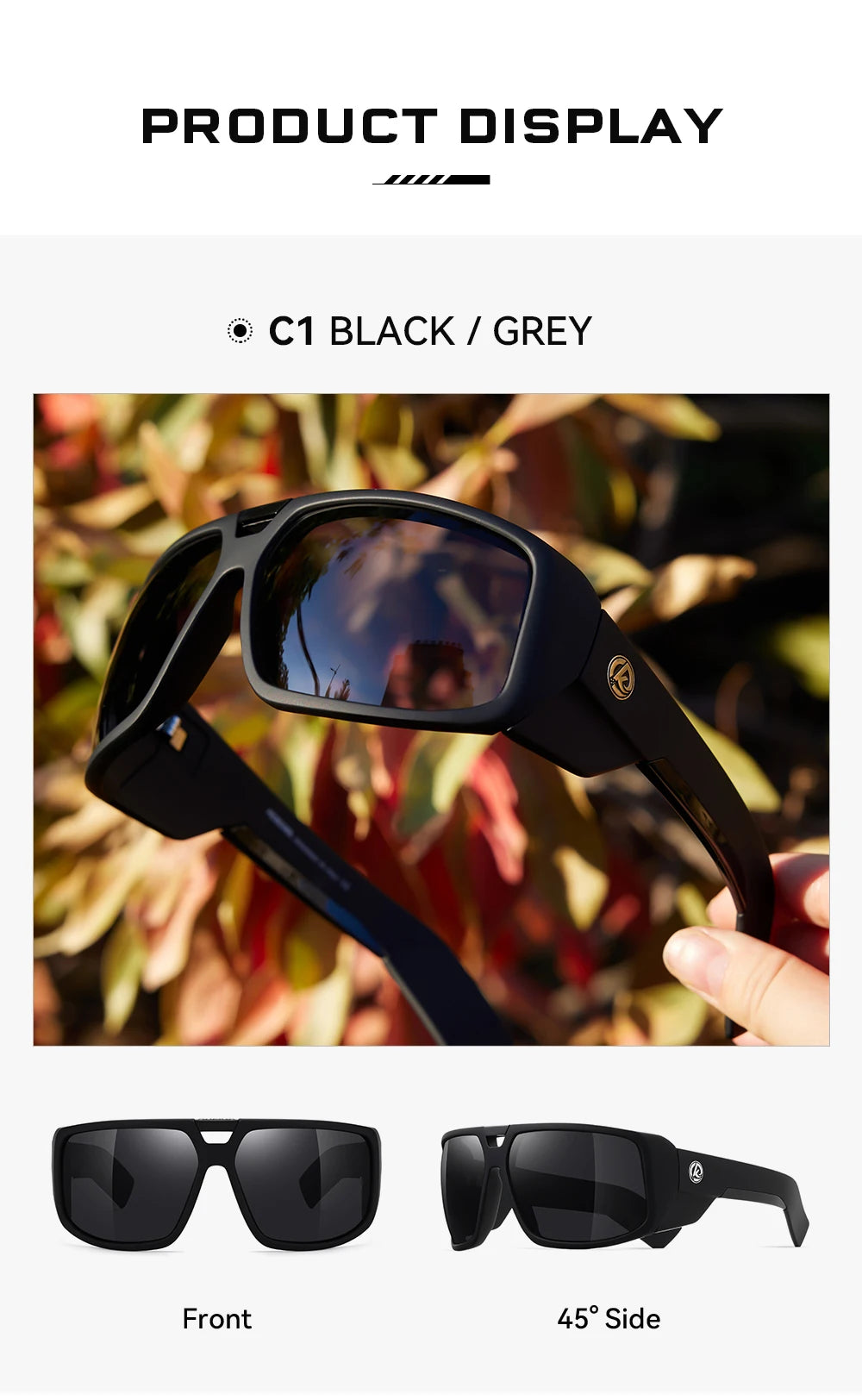 KDEAM Muscle Car Styling And Serious Performance Polarized Men's Sunglasses Sport Cycling Glasses Features Sturdy 5-Barrel Hinge