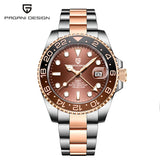 PAGANI DESIGN PD-1662 Luxury GMT Men Mechanical Wristwatch Sapphire Glass Stainless Steel 100M Waterproof Automatic Watches