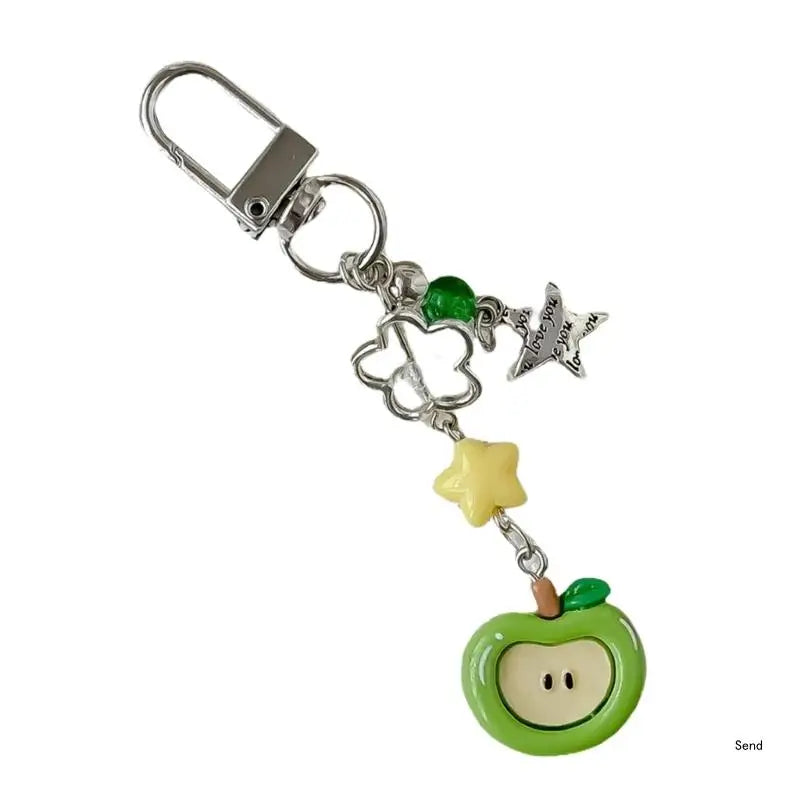 Elegant Phone Charm Lanyard Colorful Fruit Beaded Keychain Stylish Keyring Fashionable Bag Purse Pendant for Women Girls