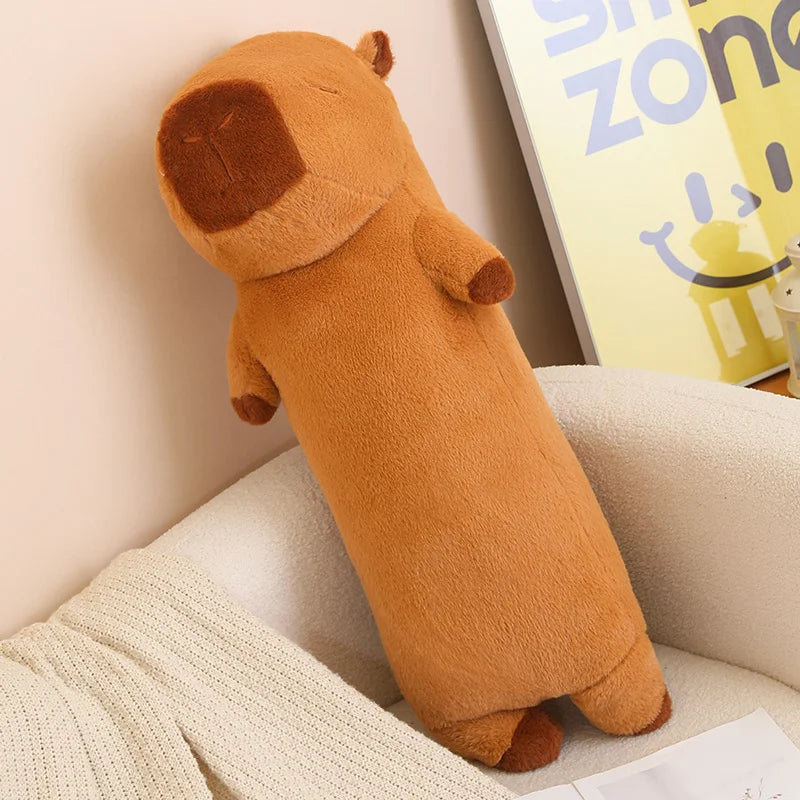 120cm Cartoon Strip Giant Capybara Plush Doll Pillow High Quality Soft Capybara Plush Toy Warm Hug For Girlfriend Birthday Gift