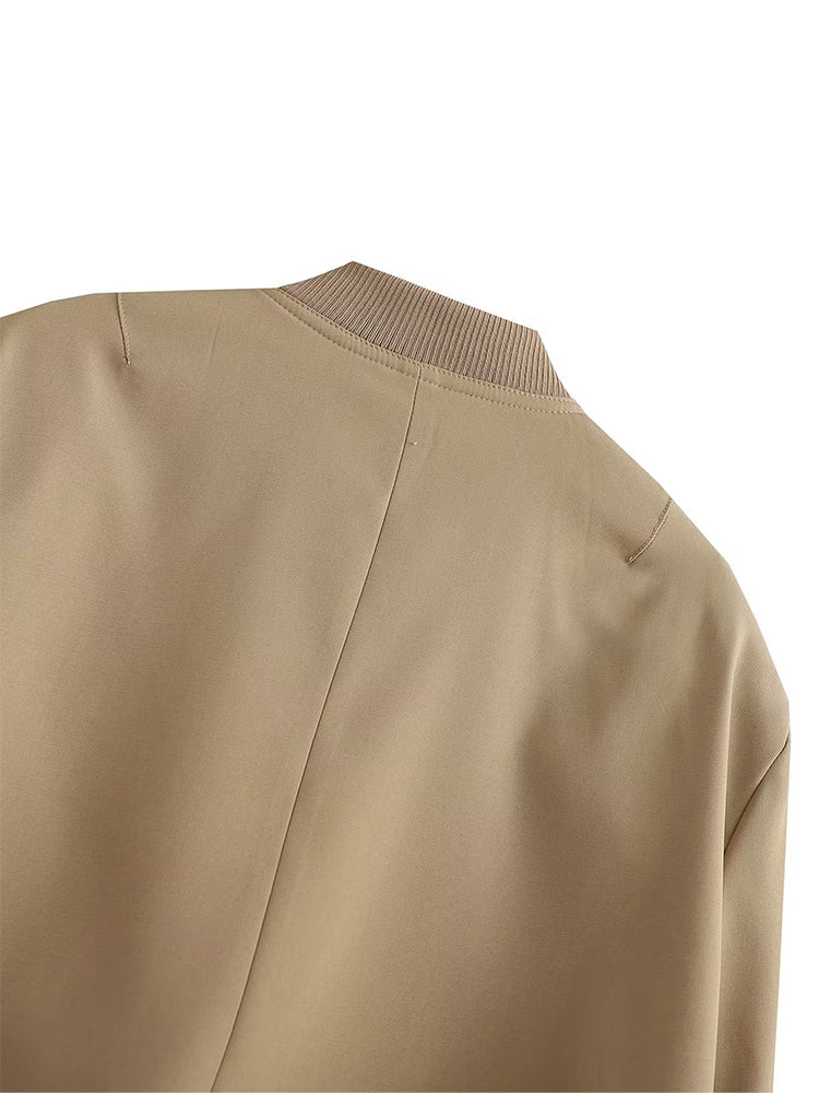 Willshela Women's Solid Bomber Jacket with Pockets