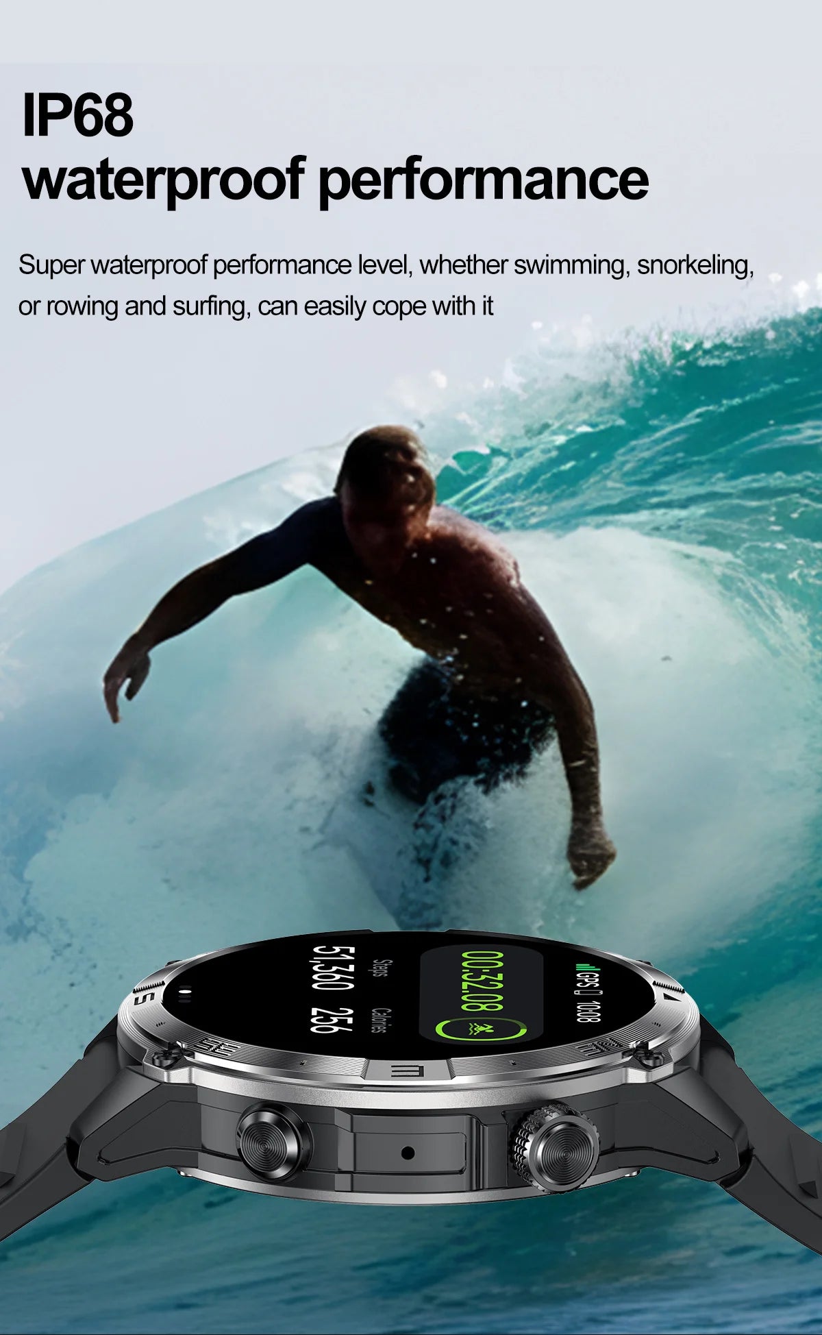 NORTH EDGE GPS Smart Watch – AMOLED, Bluetooth & IP68