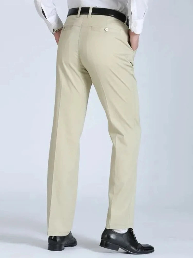 Men's Cotton Straight-Leg Casual Trousers