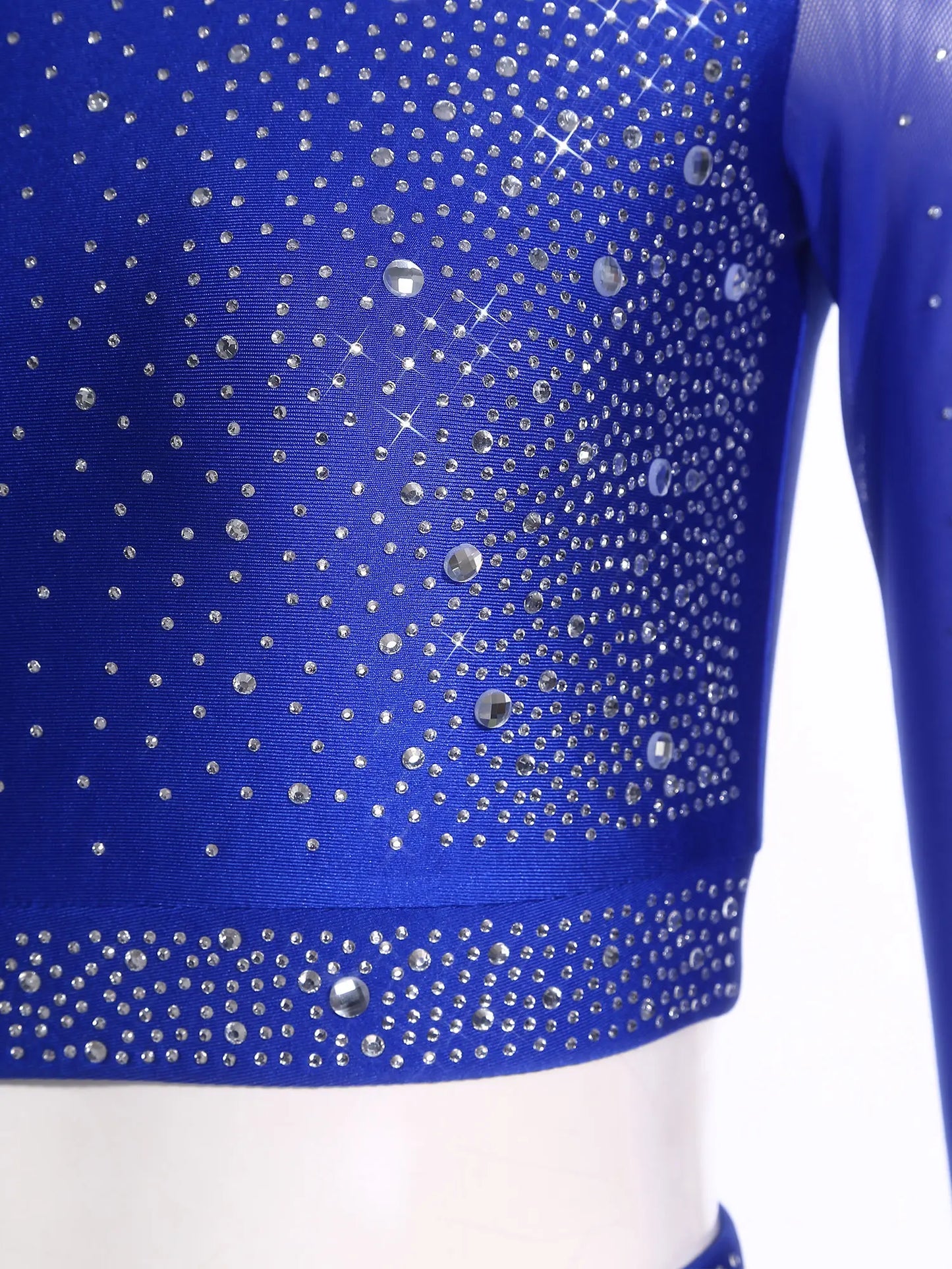 Women's 2-Piece Rhinestone Dance Crop Top & Shorts Set