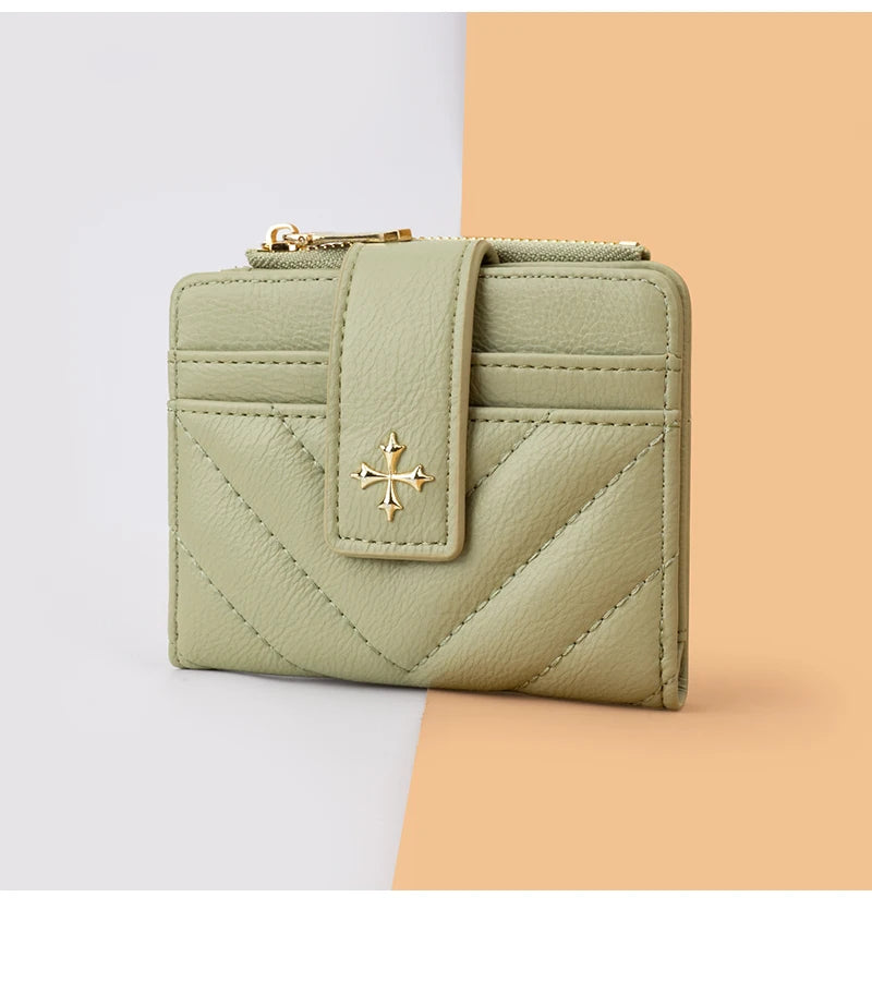 Baellerry New Short Simple Women Wallet High Quality Card Holder Buckle Zipper Coin Pocket Female Purses Small Women's Card Bag