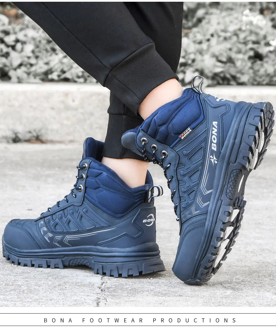 BONA 2023 New Designers Brand Winter Warm Boots Men Plush Nubuck Snow Boots Man High Quality High Top Boots Mansculino Sneakers