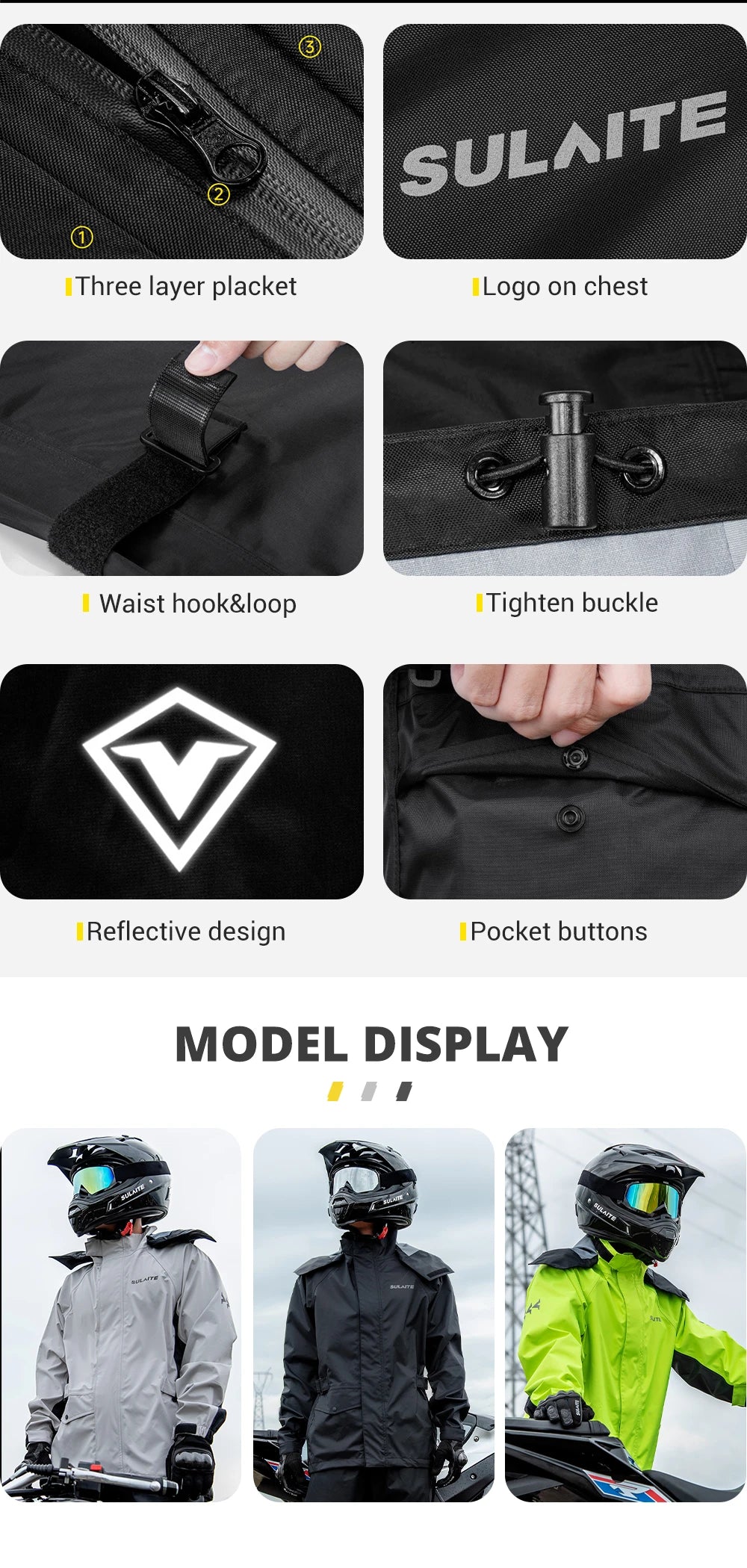 HEROBIKER Waterproof Motorcycle Rain Suit for Men & Women