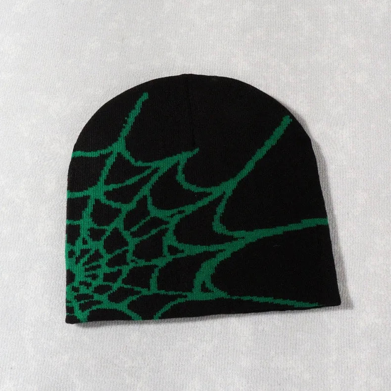 Spider Embroidered Knit Beanie – Y2K Winter Hat