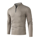 Men's Zipper Polo Shirt – Solid Color Long Sleeve
