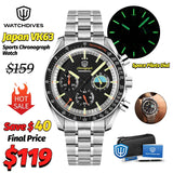 Watchdives WD1863 New Multifunctional Quartz Watch Black VK63 Sports Chronograph Watch Bubble Sapphire Waterproof 100 Wristwatch