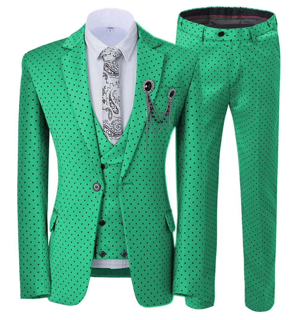 Men’s Slim Fit 3-Piece Patterned Suit