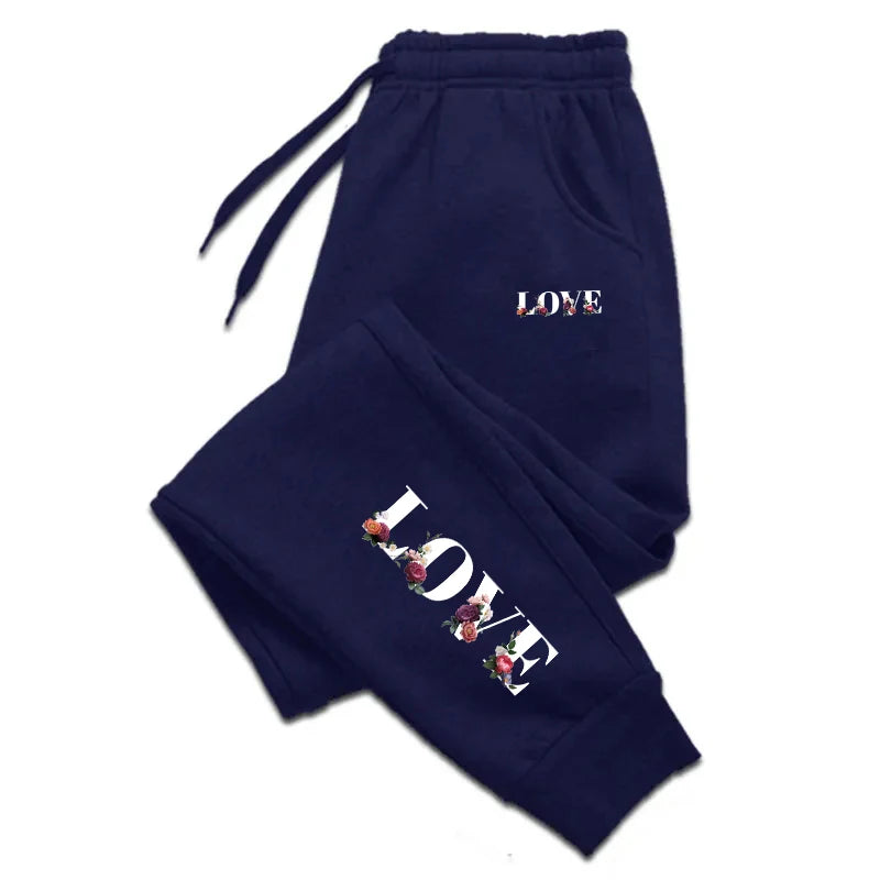 Women's LOVE Print Joggers with Pockets