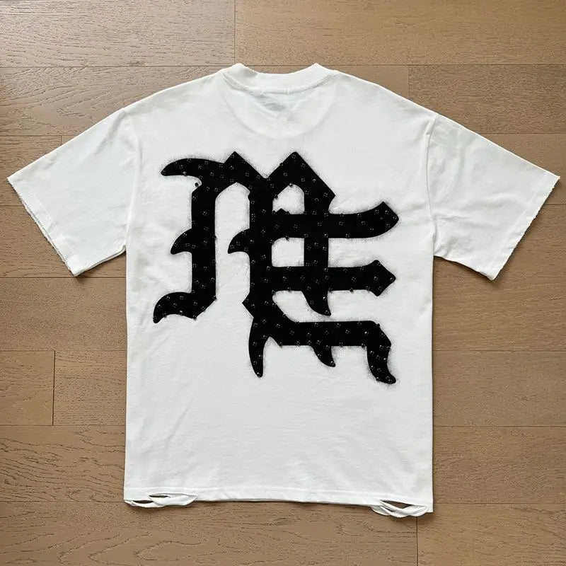 MIXED EMOTION Oversized Cotton Rhinestone T-Shirt