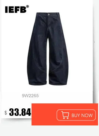 IEFB Men's Straight Denim Pants New Cleanfit Solid Color Korean Version Wide Leg Versatile Casual Jeans Trend New Autumn  9C1519