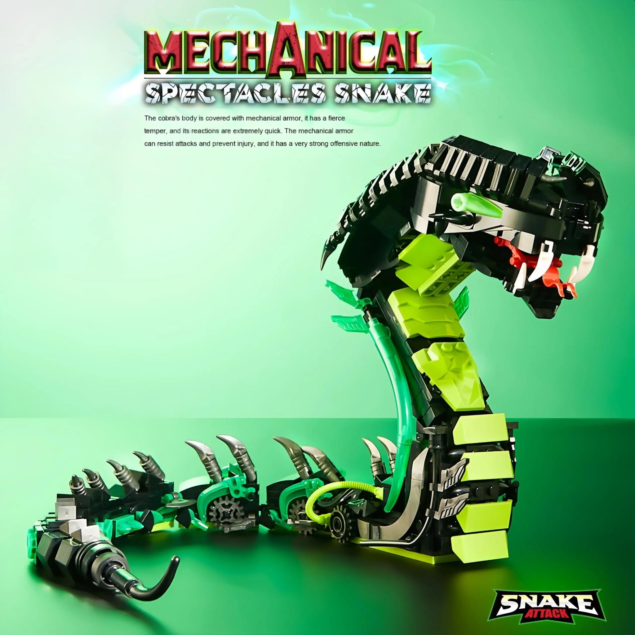 2025 Mechanical Snake Building Blocks Sets 689Pcs STEM Technological Cobra Animals Model Bricks Toys for Kids Childrens Toys MOC